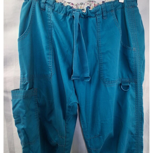 Koi by Kathy Peterson Scrub Cargo Pants Teal Size L - Picture 3 of 13